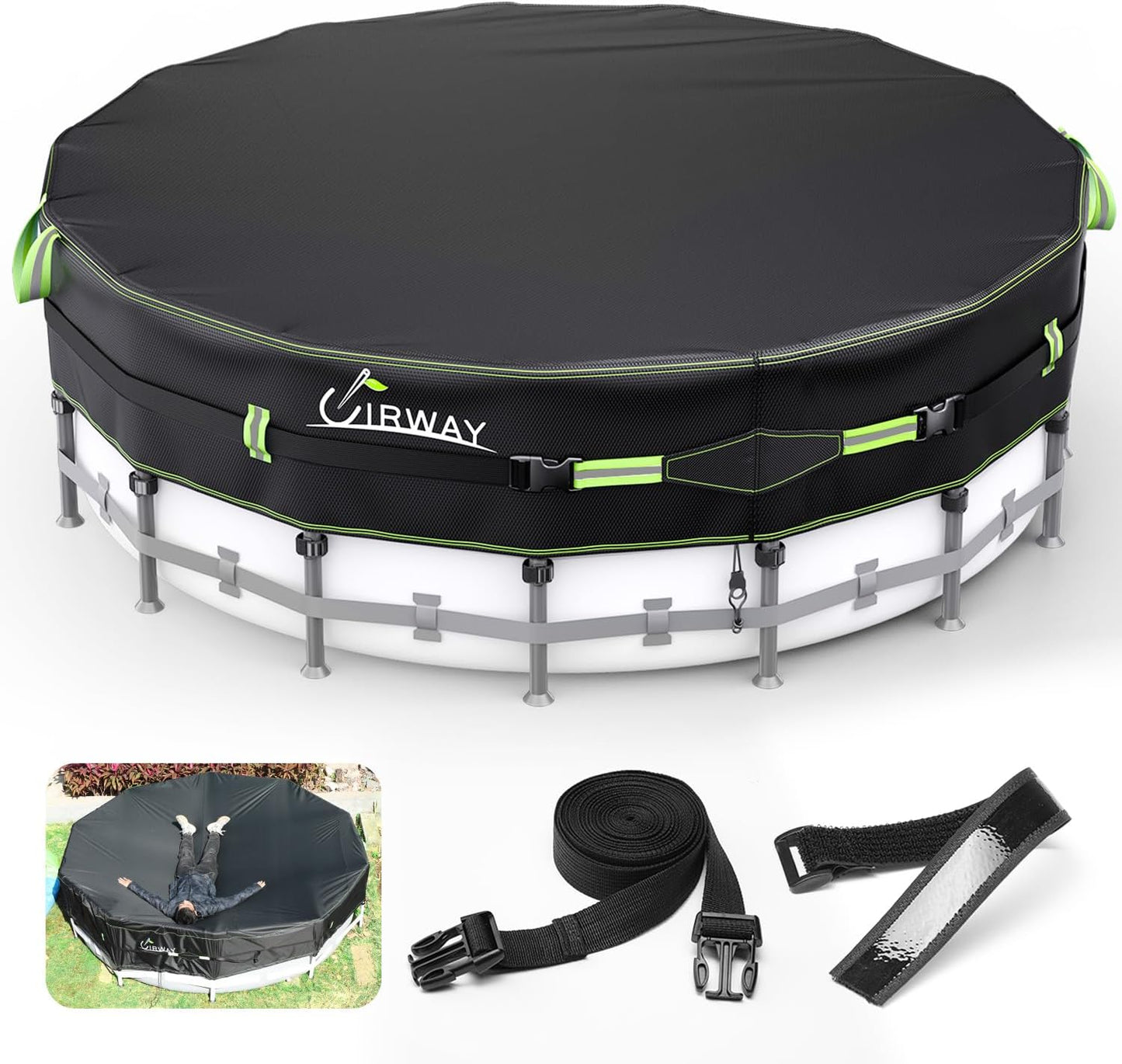 UIRWAY 500D Winter Pool Cover 15FT Round with UV Protection
