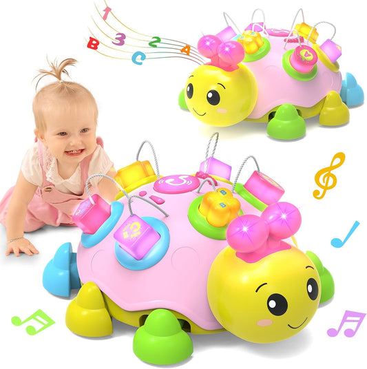 Musical Light-Up Ladybug Crawling Toy for Baby Girls