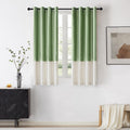 Sage Green Ivory Velvet Color Block Window Curtains Panels