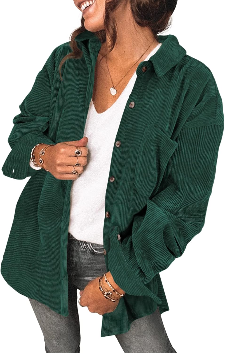 Saslax Womens Corduroy Shirt Jacket for Stylish Versatility
