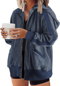 Plus Size Long Sleeve Zip Up Oversized Hoodie Jacket (1X-5X) - Casual