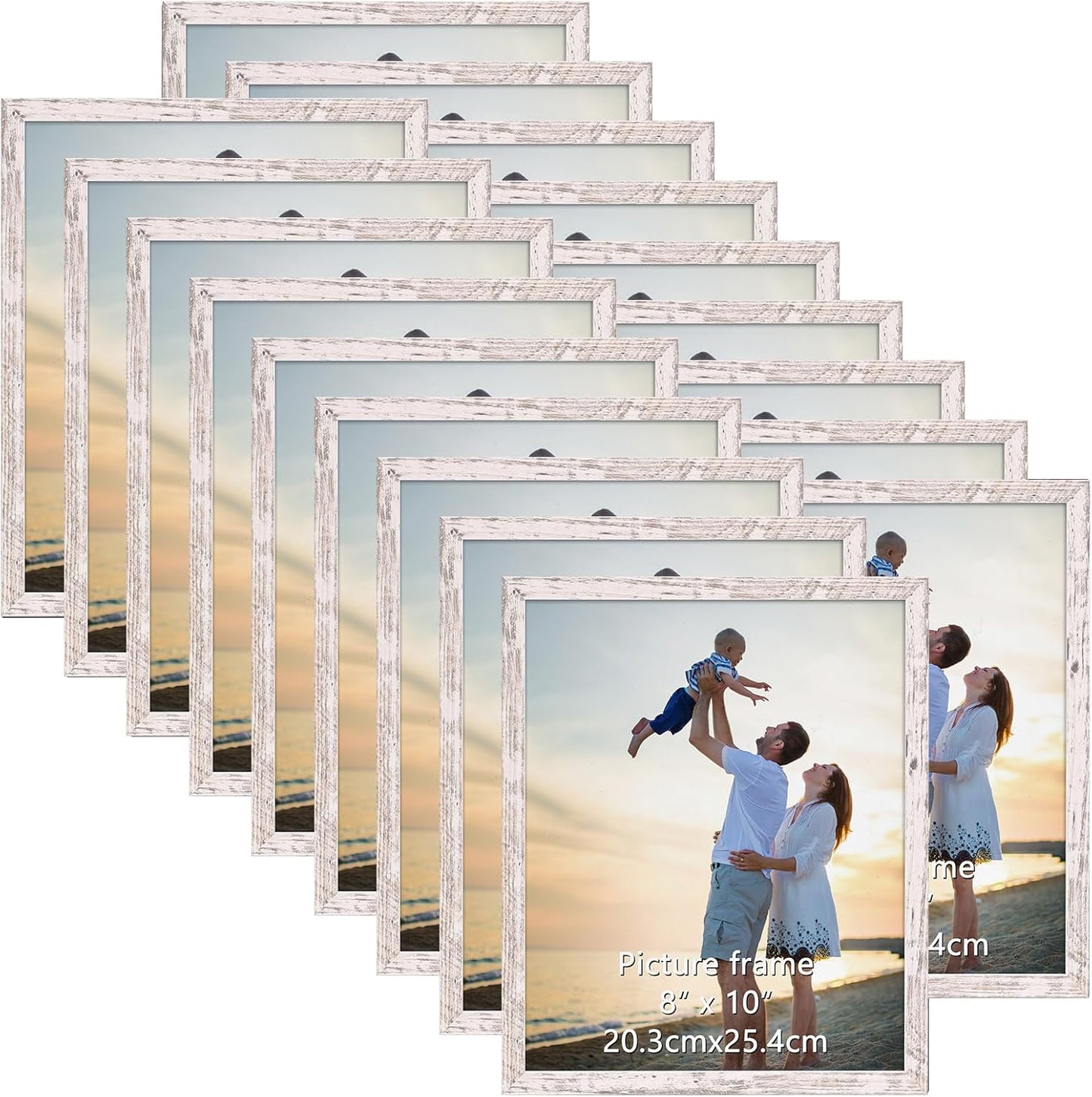 Hoikwo 18 Packs 8x10 Distressed White Picture Frames Set