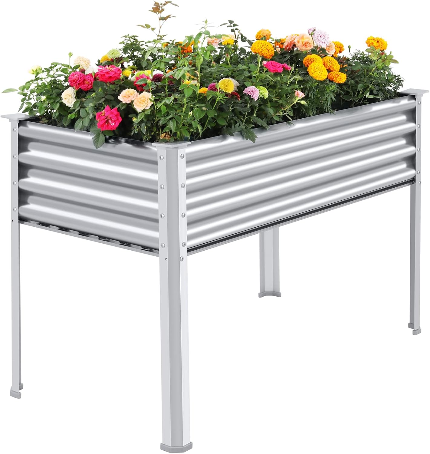 Land Guard Galvanized Raised Garden Bed with Legs for Planting