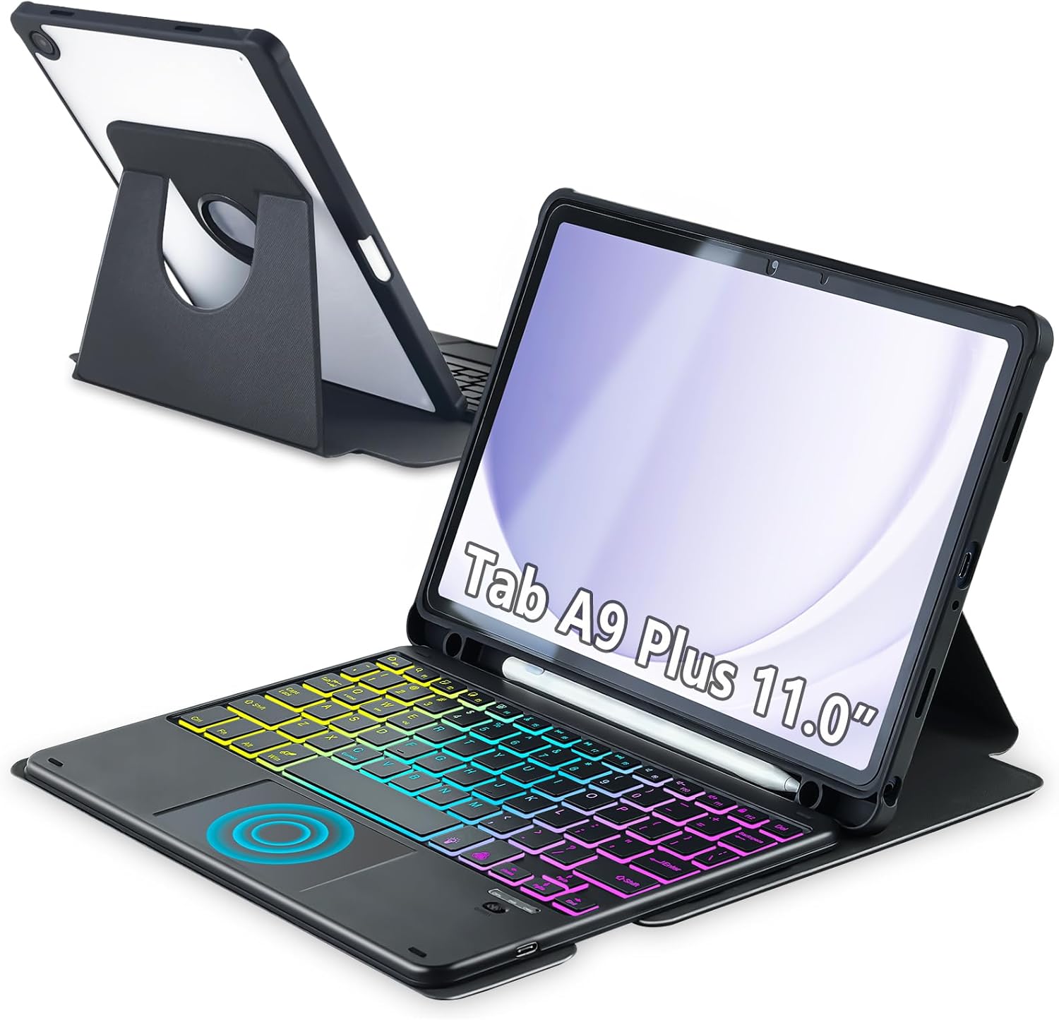 Touchpad Keyboard Case for Samsung Galaxy Tab A9 Plus 11 in Black