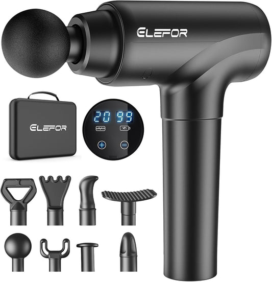 Elefor Percussion Massager: 20 Speeds, 10 Heads