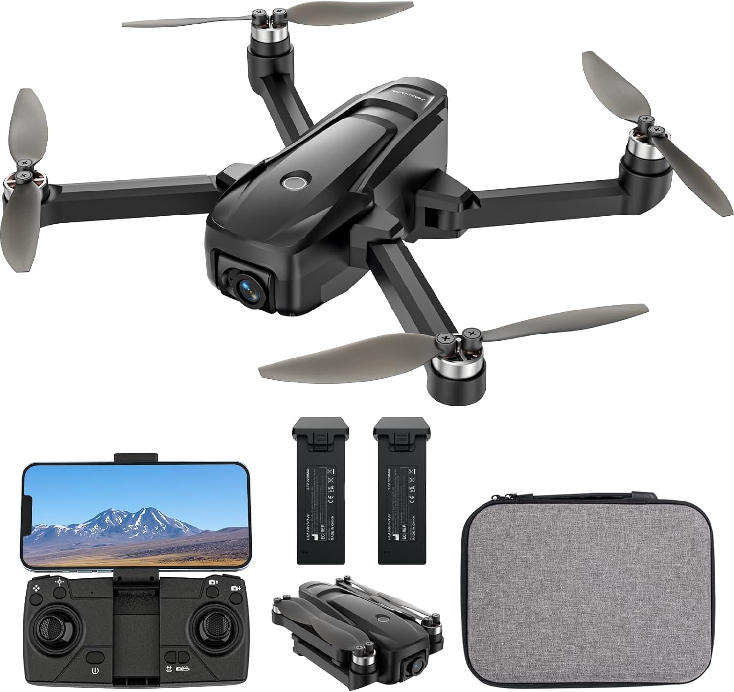 HANNVIW 4K Camera Drone: Long Range FPV, Brushless Motor, 2 Batteries