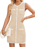 ZESICA Women's Sleeveless Mini Dress Color Block Bodycon - Chic Summer