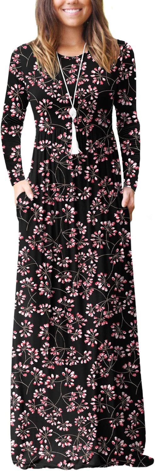 VIISHOW Women's Long Sleeve Maxi Dresses with Pockets for Casual Wear