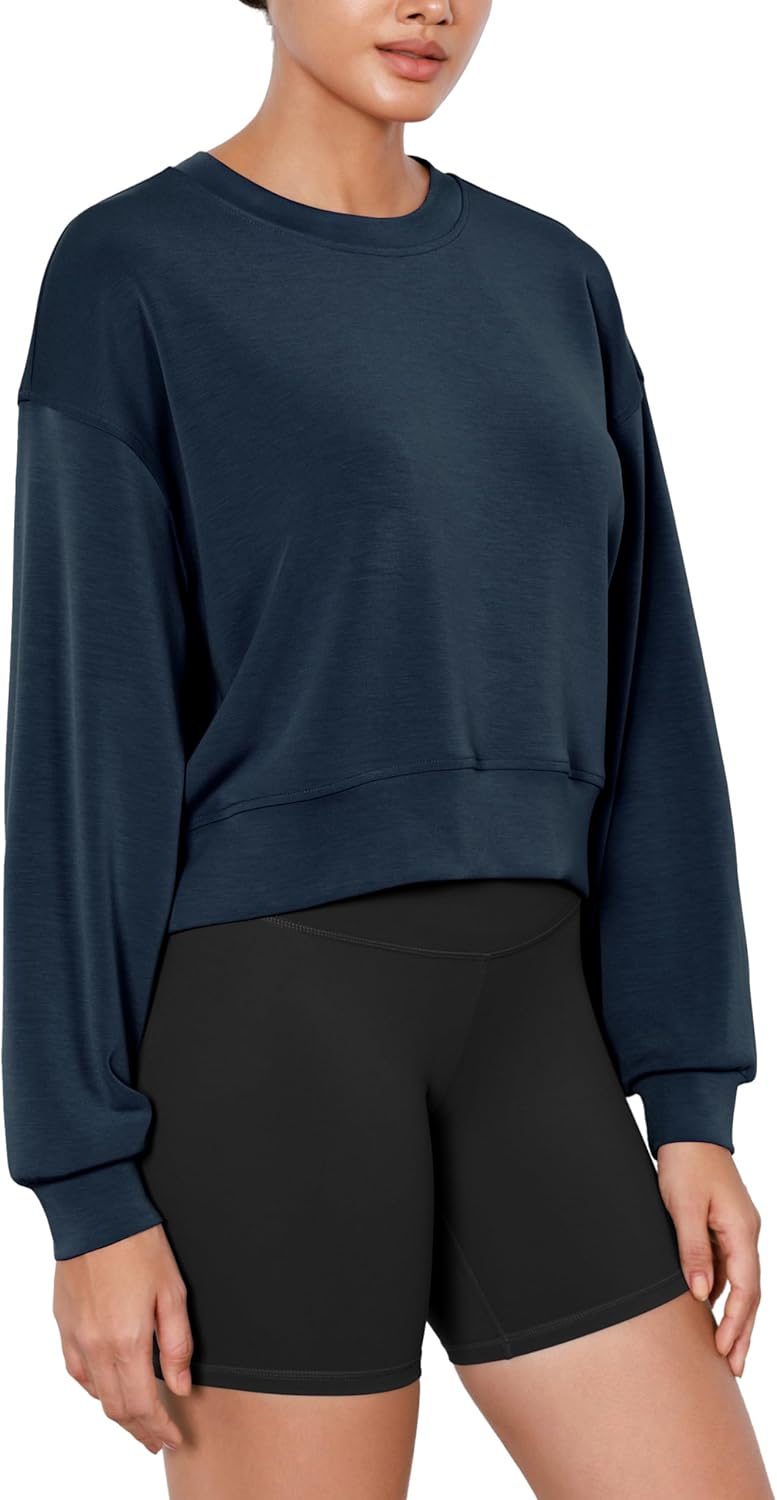 ODODOS Modal Soft Long Sleeve Cropped Sweatshirts for Women