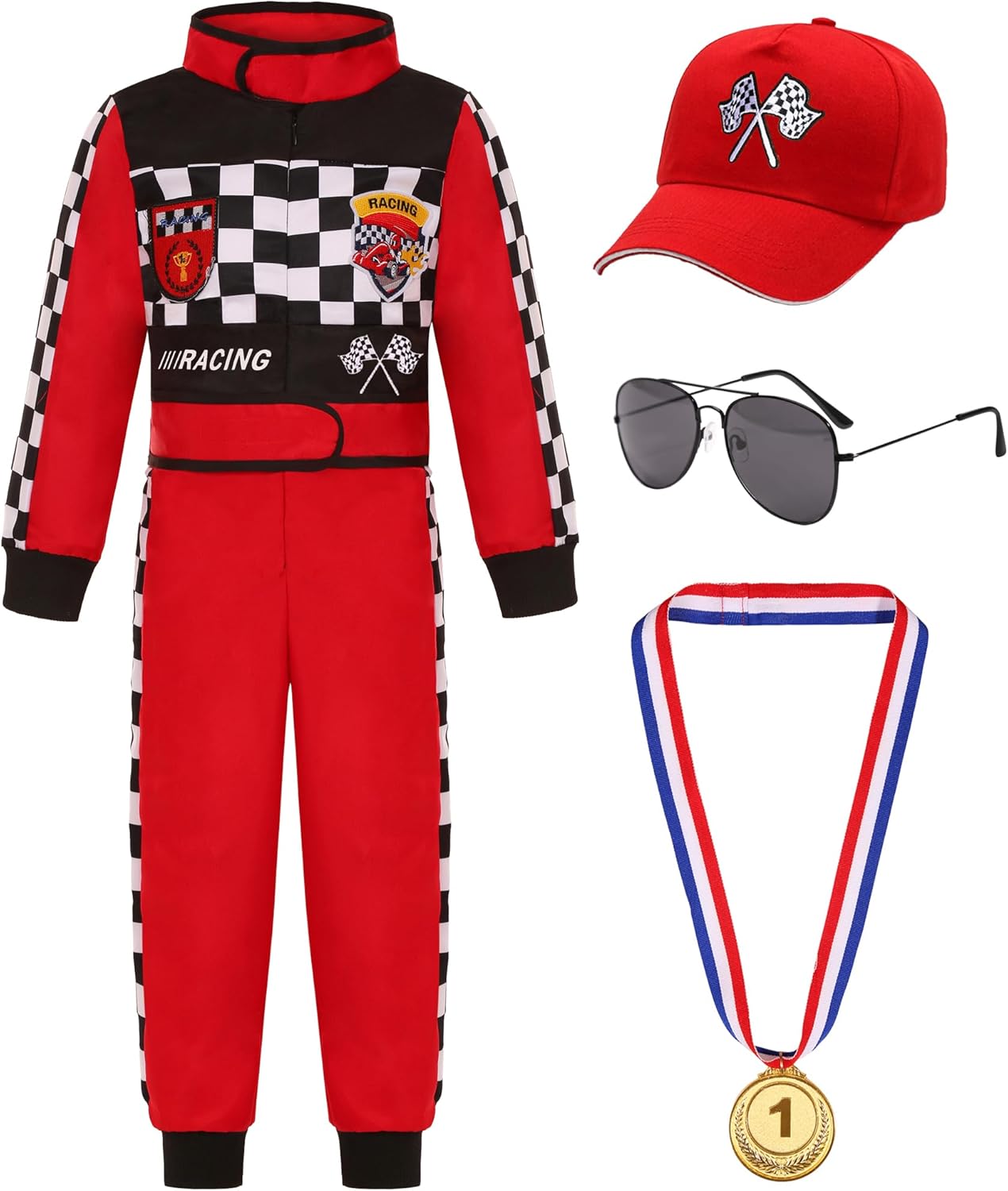 Kids Race Car Driver Costume Set for Halloween and Dress Up Fun