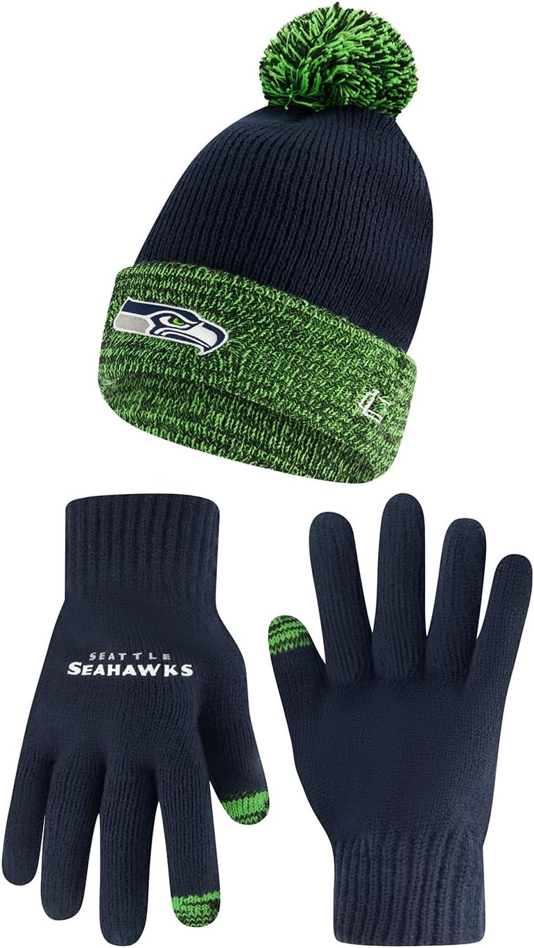 Ultra Game NFL Super Soft Two Tone Beanie and Touch Screen Gloves