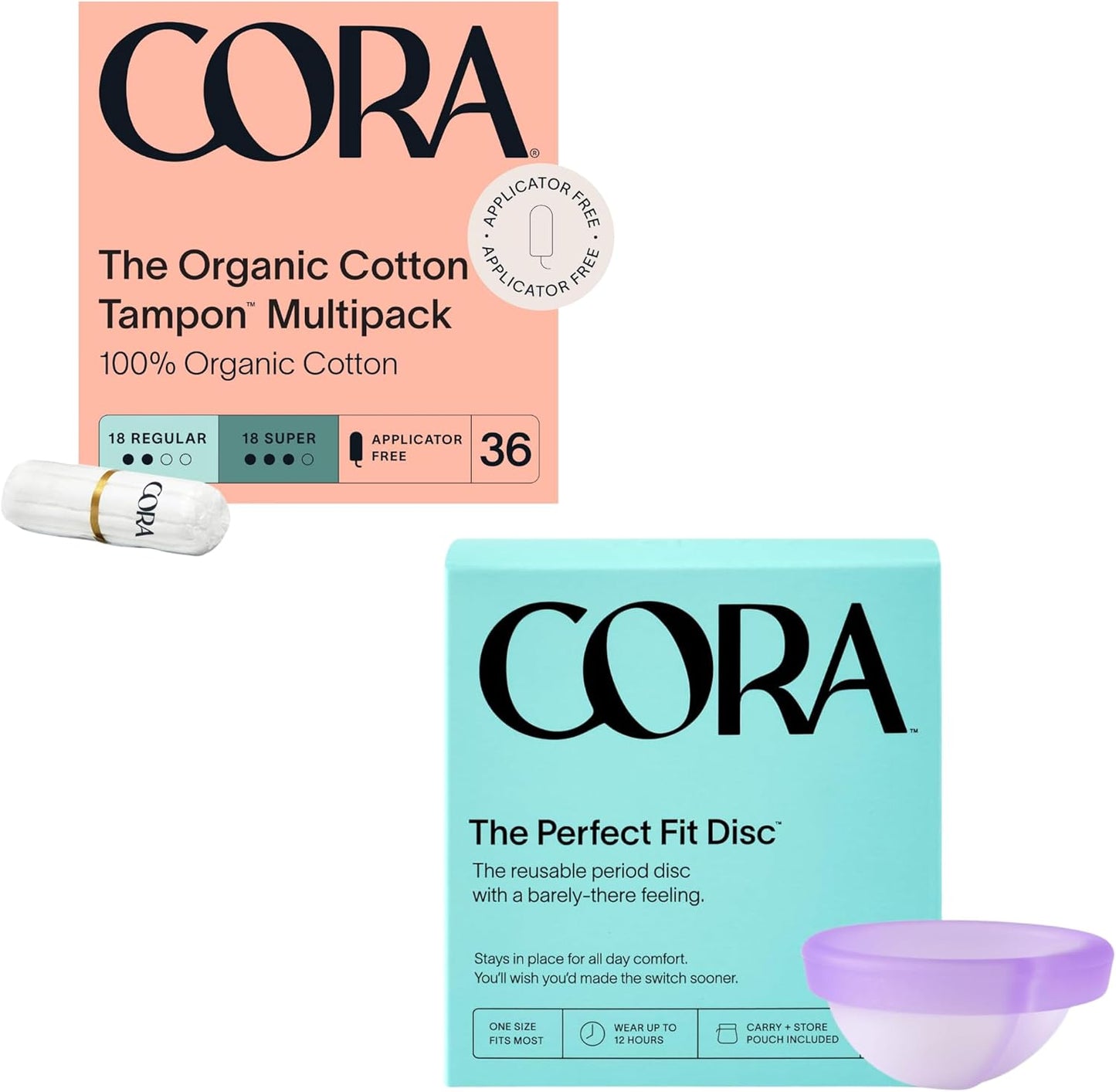 Organic Reusable Menstrual Care Bundle | Eco-Friendly | 36 Tampons + 1 Disc