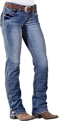 Boot Cut Jeans for Women Mid Waist Straight Leg - Retro Denim Fit
