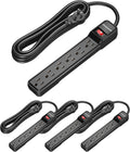 15 Foot Power Strip 6-Outlet Surge Protector - 4 Pack