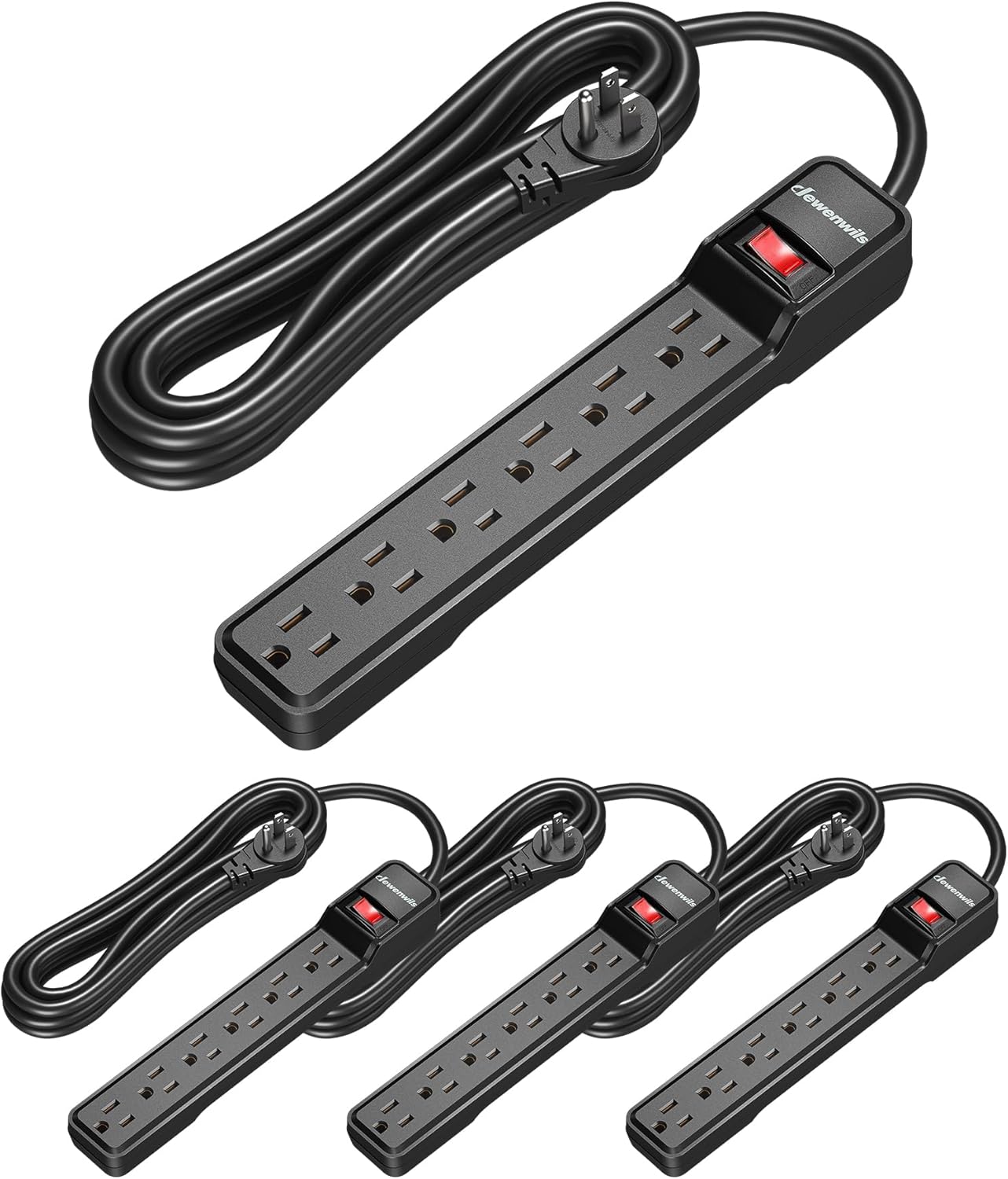 DEWENWILS 15 Foot Long Power Strip with 6 Outlets and Safety