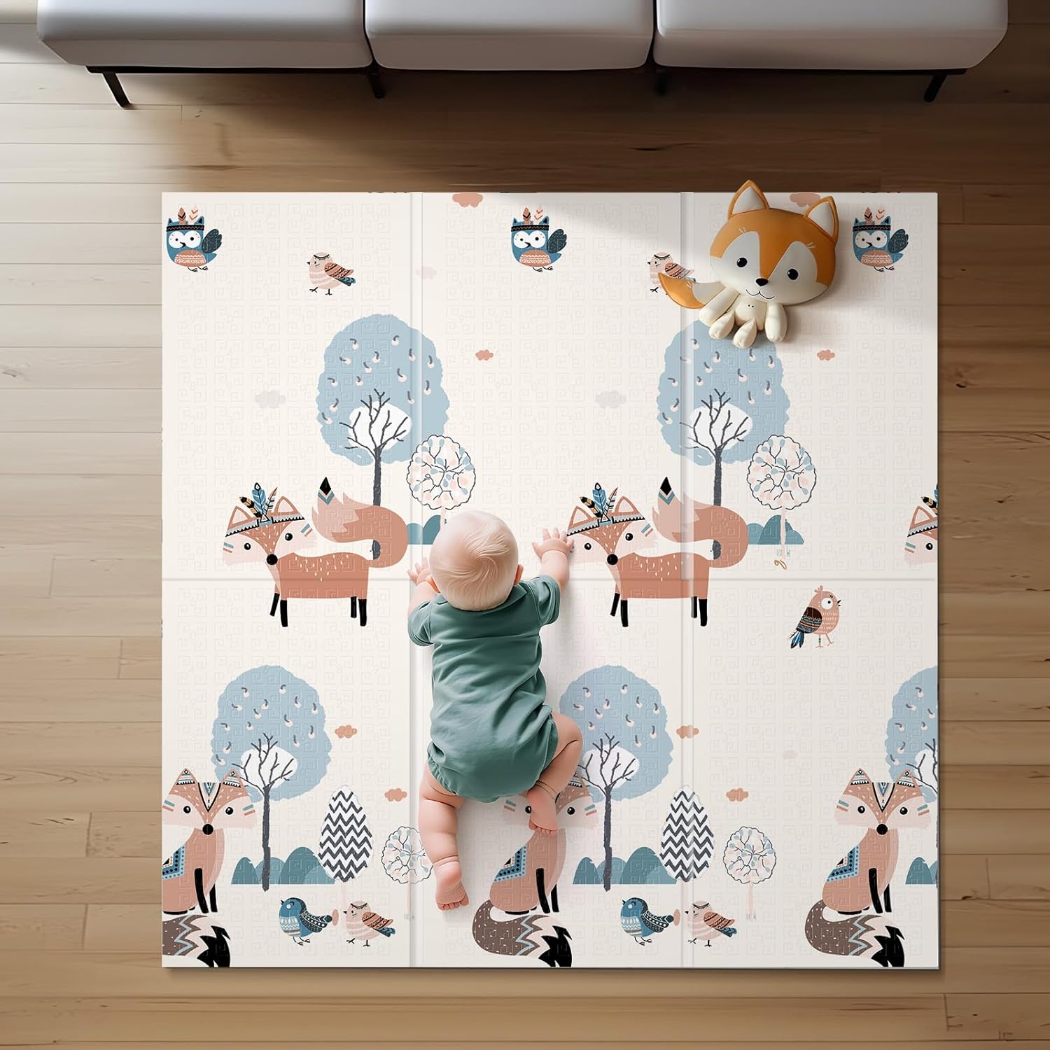 UANLAUO Foldable Play Mat for Baby - Large 59 X 59 Foam Mat