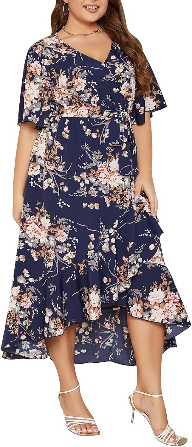 Keluummi Plus Size Summer Wedding Guest Maxi Dress for Curvy Women