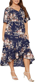 Keluummi Plus Size Summer Wedding Guest Maxi Dress - Flattering Empire