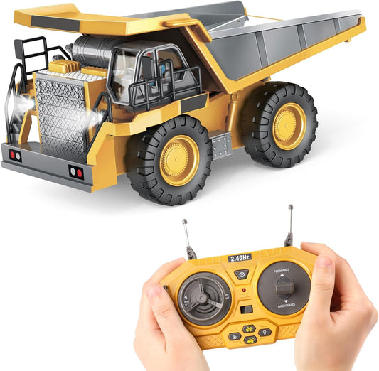 Kids' RC Dump Truck Toy with Metal Bed for Ages 6-10 Years