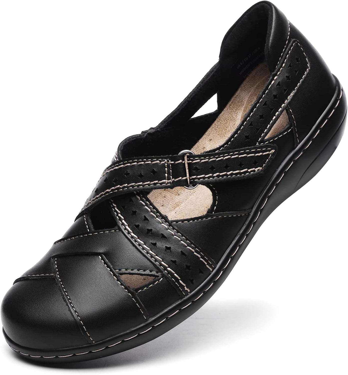 Irrefour Women's Classic Genuine Leather Casual Loafer Sandal