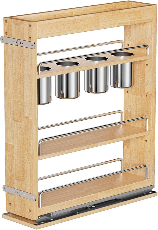 OCG 5in Pull-Out Solid Wood Storage Organizer for Kitchen Tools