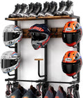 Motorcycle Helmet Rack Wall Mounted for 6 Helmets - Space Saving Gear