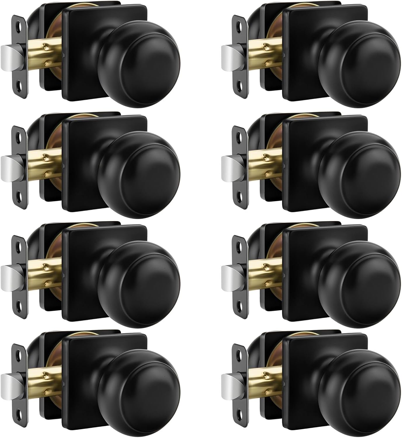 Haidms Matte Black Closet Door Knobs for Interior Use 8 Pack