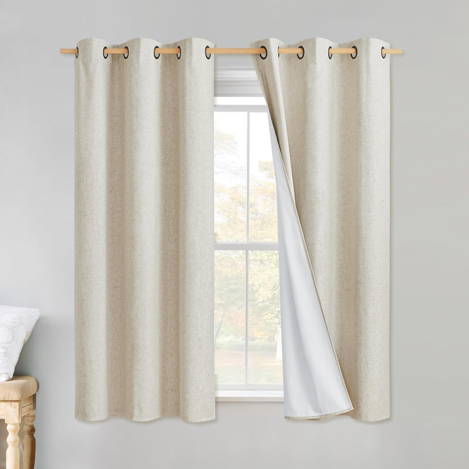 NICETOWN Linen Blackout Curtains for Kitchen, 100% Light Blocking