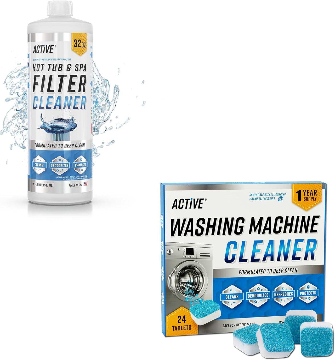 Sparkle & Shine Bundle: Hot Tub Filter Cleaner + Washer Tablets