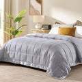 Queen Size Satin Trim Blanket 90x90 in Silver - Lightweight All-Season