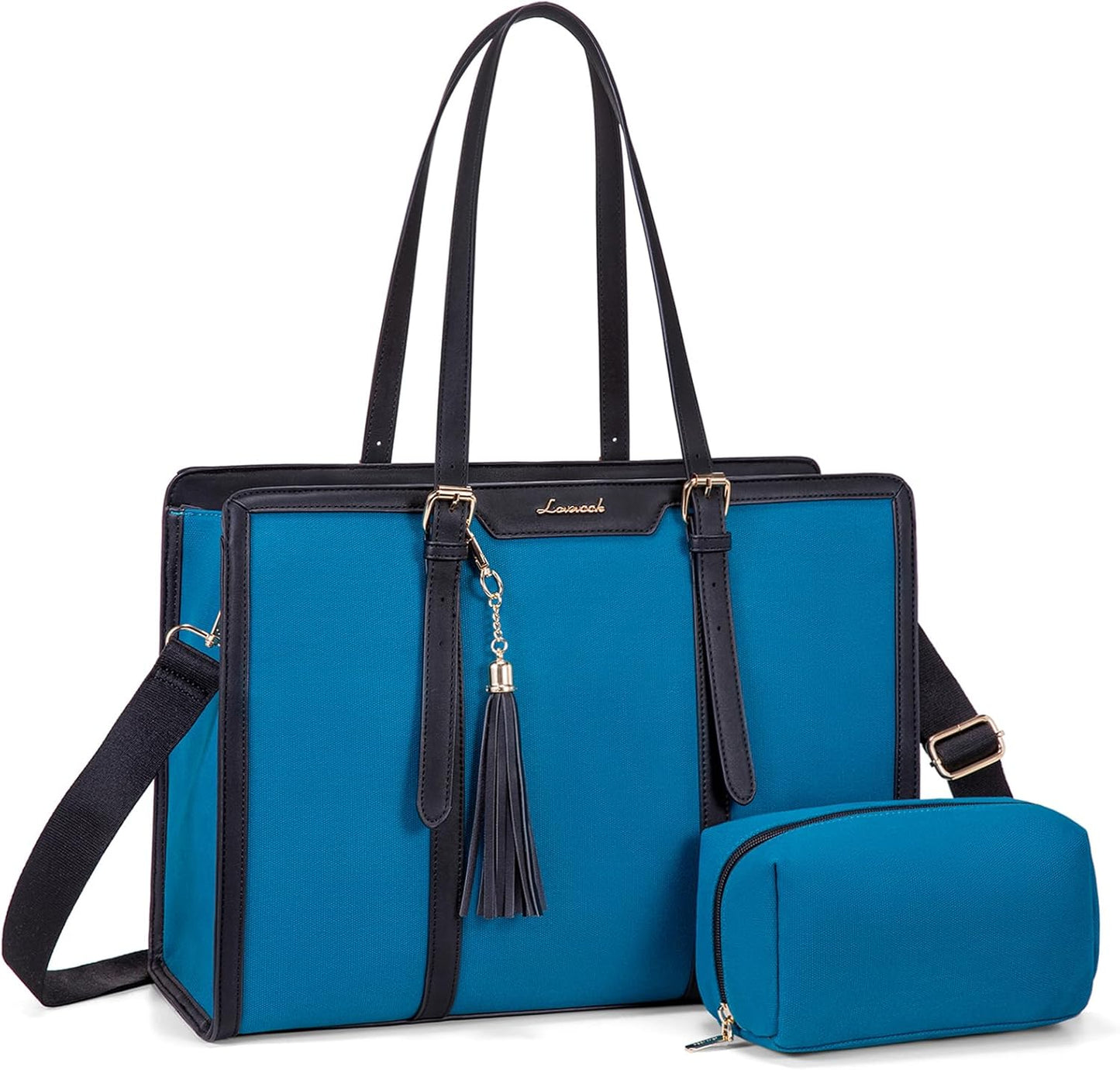 LOVEVOOK Lightweight Canvas Laptop Tote Bag for Women 15.6 in