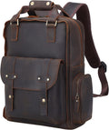 TIDING Genuine Leather 15.6 in Laptop Backpack - Durable Everyday