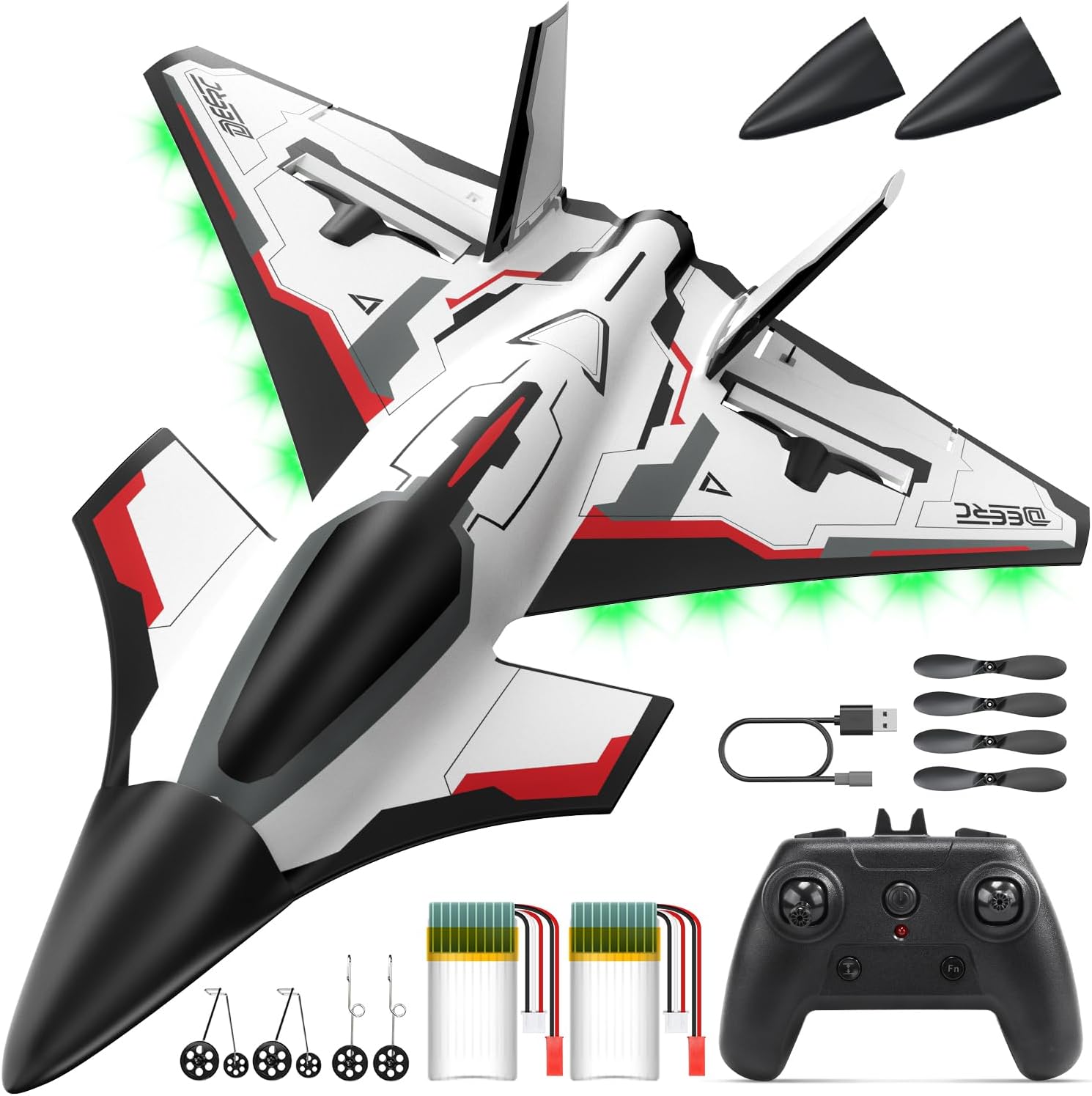 DEERC Future RC Plane with LED Lights for Beginners and Experts