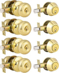 Keyed Alike Entry Door Knob and Deadbolt Combo Set - Polished Brass