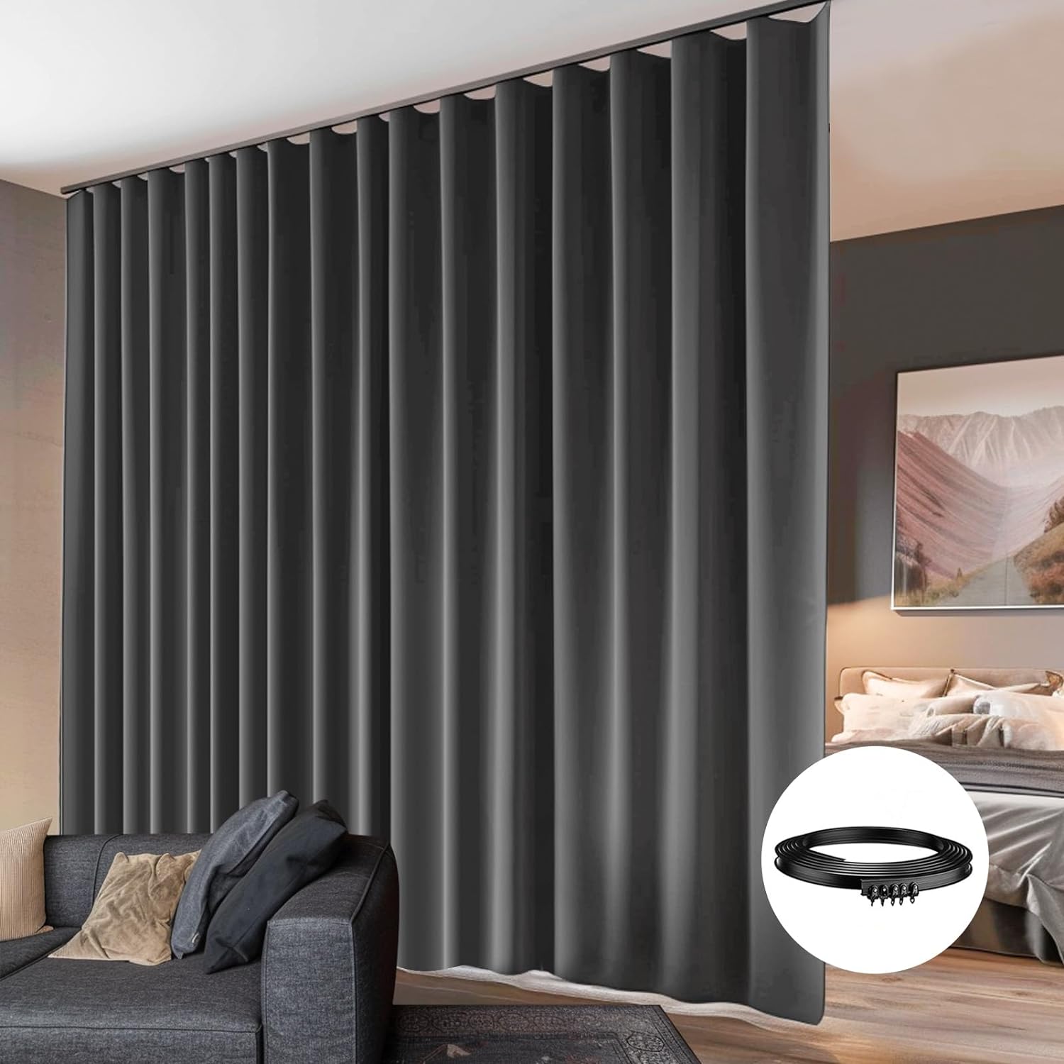 Blackout Ceiling Mount Curtain Divider Set - Room Transforming!