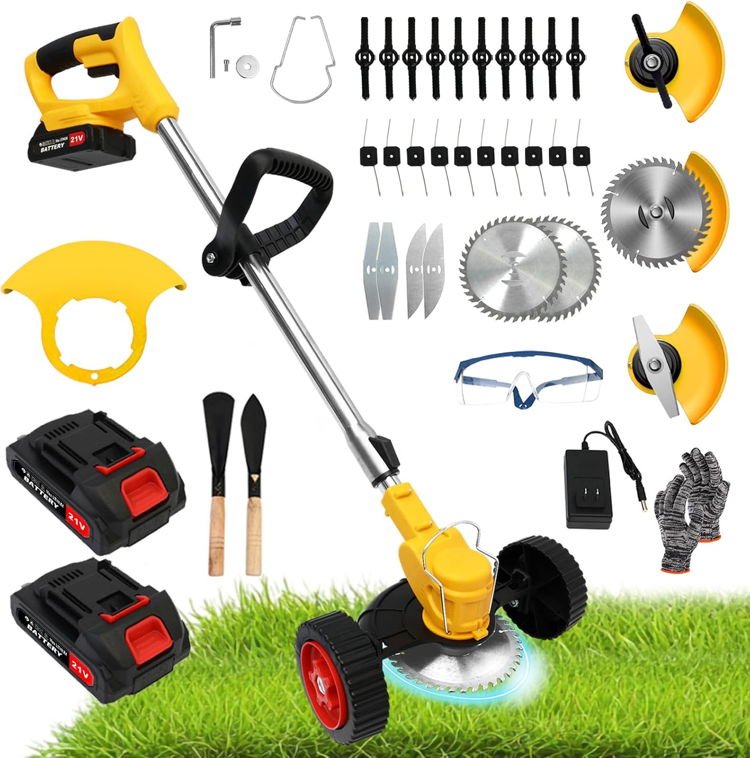 21V Electric Weed Wacker Cordless Grass Trimmer for Lawn Care