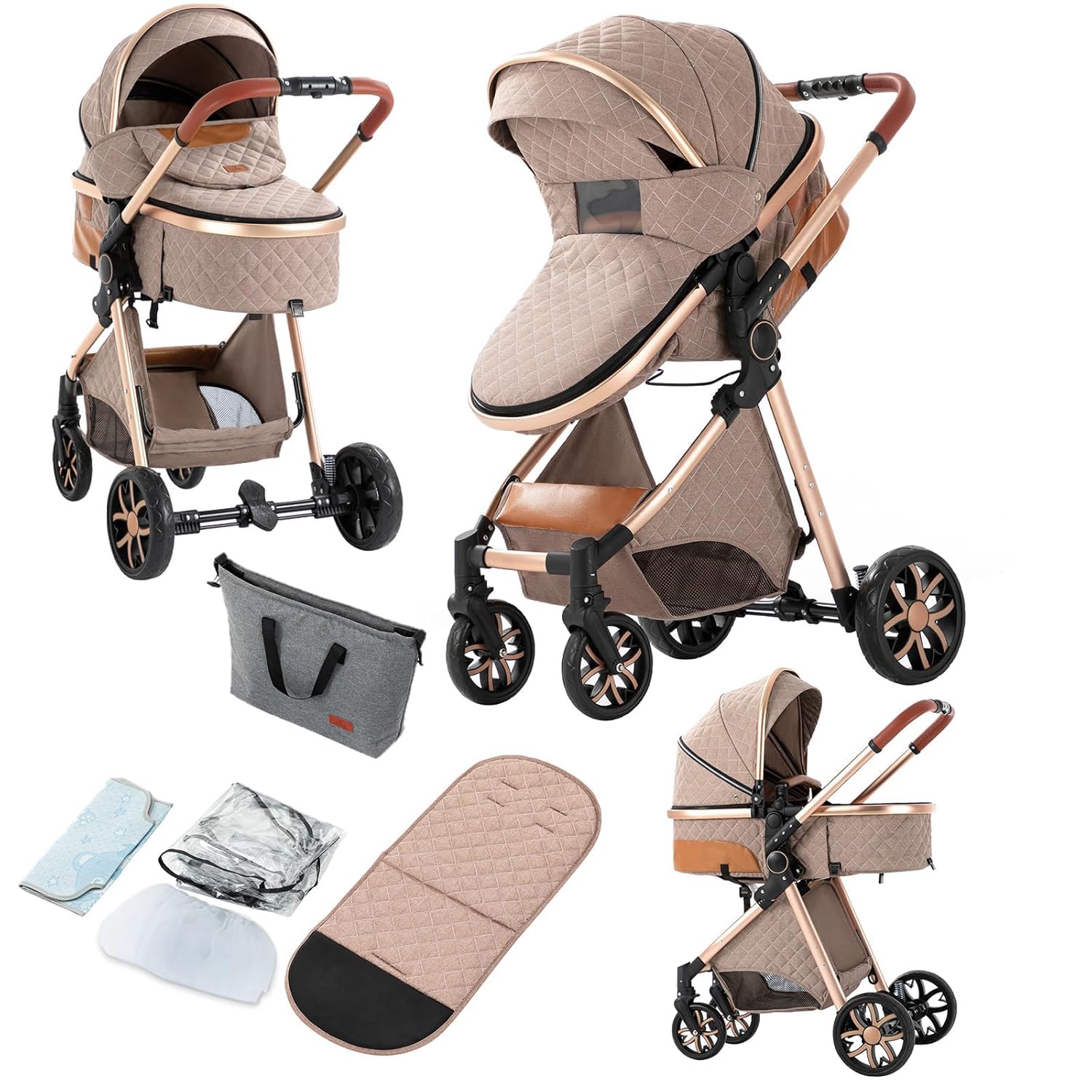 2 in 1 Baby Stroller Convertible Pram for Newborns and Toddlers