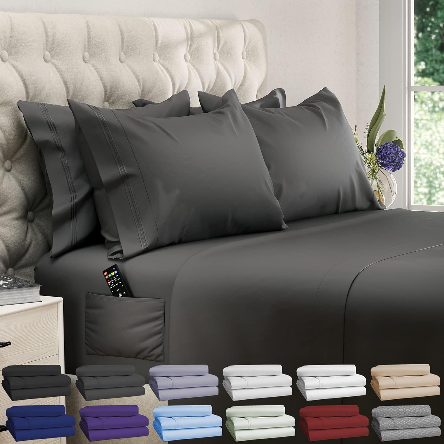 DreamCare Queen Sheet Set 6 pcs Cooling Bed Sheets with Pocket