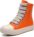 Womens High Top Platform Sneakers PU Leather - Comfortable Zip On