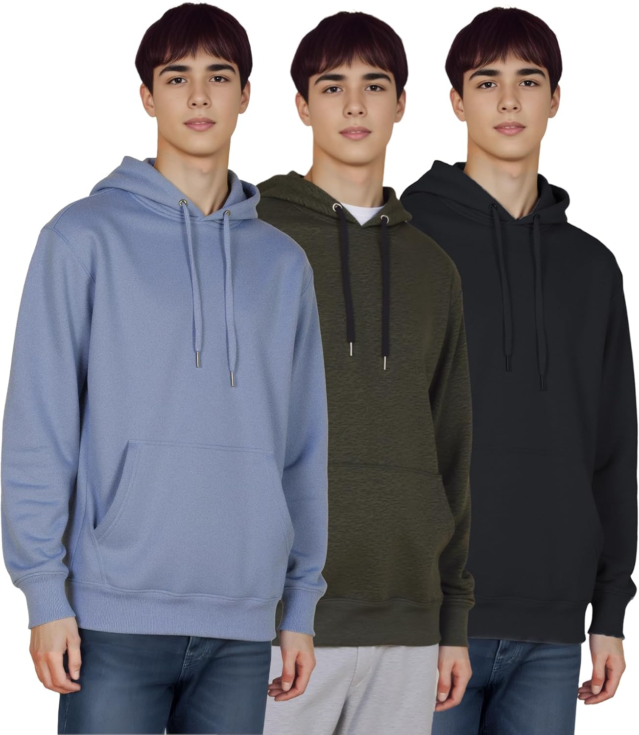 3 Pack Mens Fleece Hoodie Lightweight Athletic Sweatshirt for Men