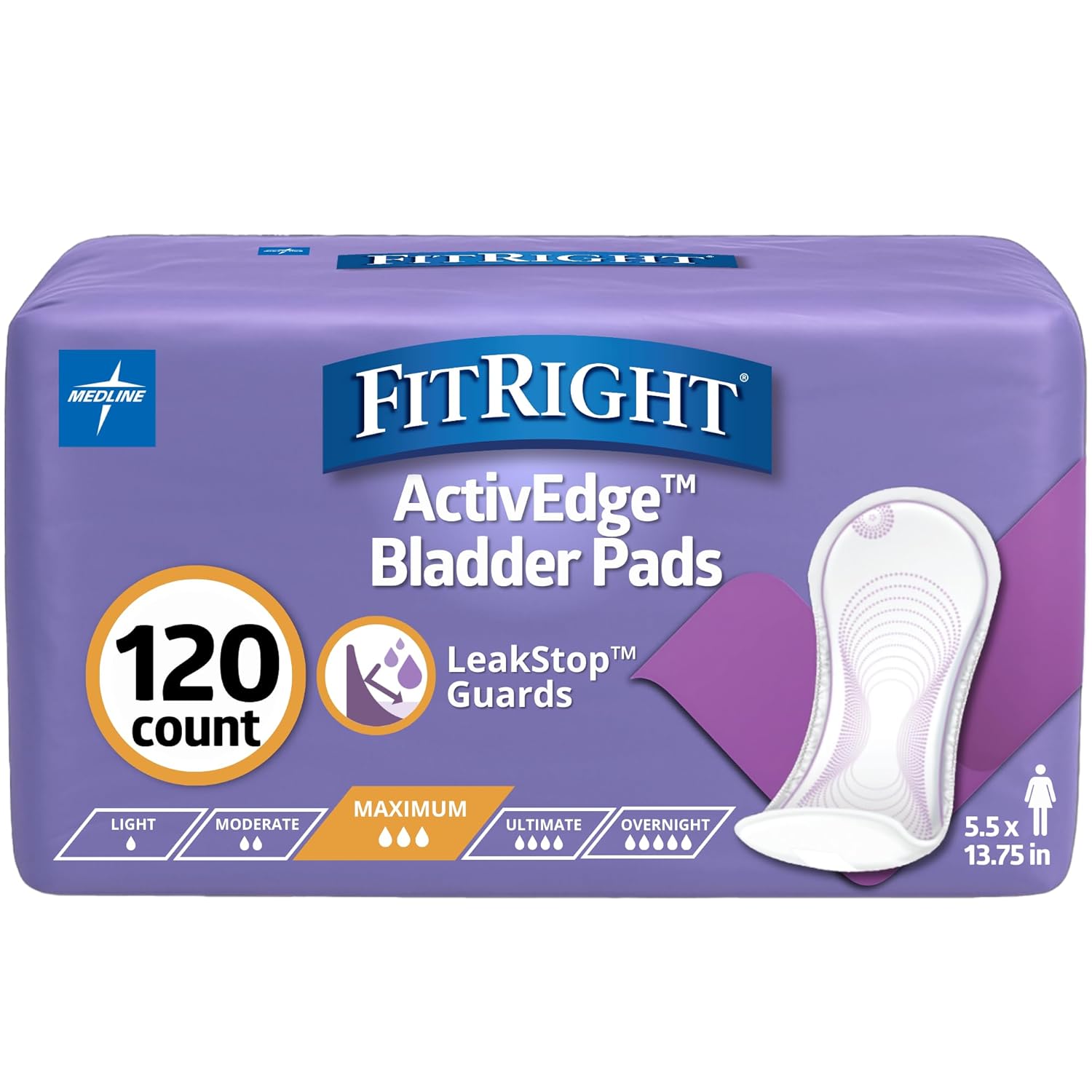 FitRight Incontinence Bladder Control Pads for Women, 10 Count