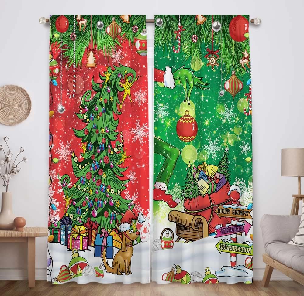 Grinchmas Holiday Window Curtain | Allenjoy | 82x84 in