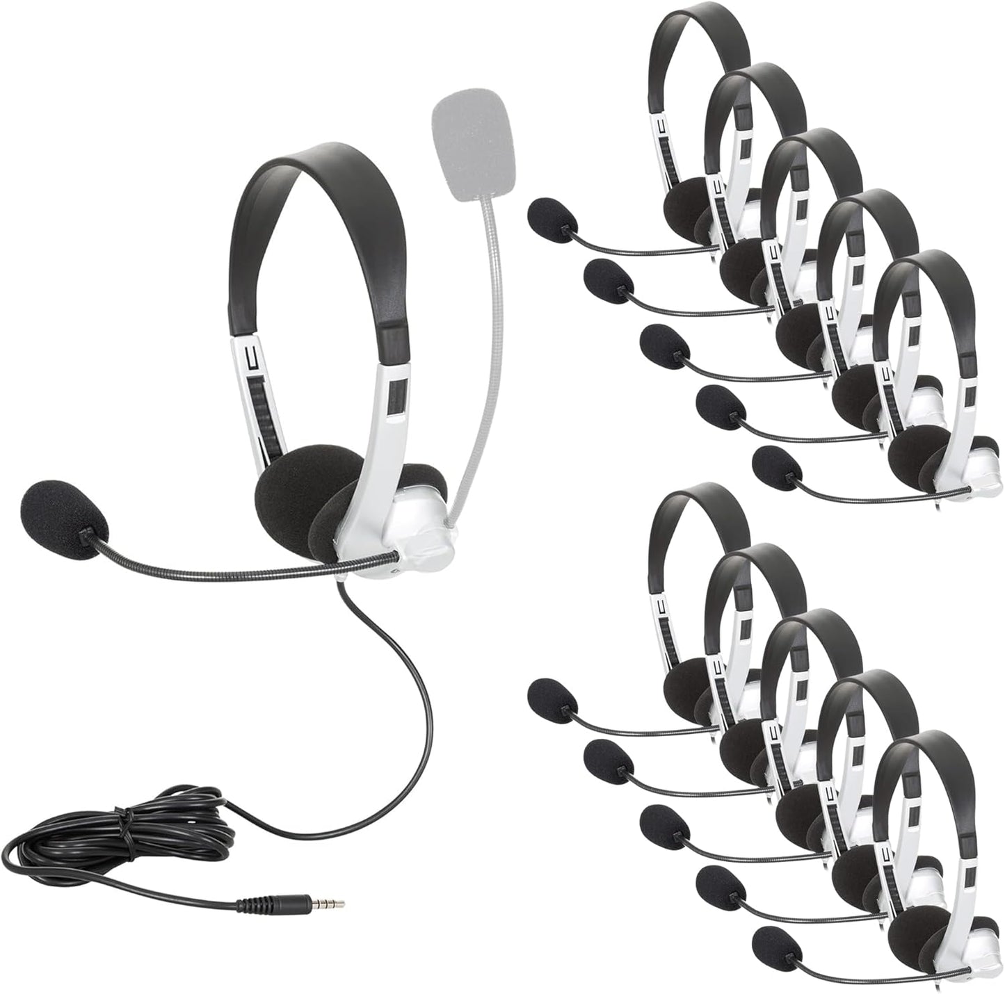 Mobile-Ready Multimedia Headset with Volume Control - Pack of 10