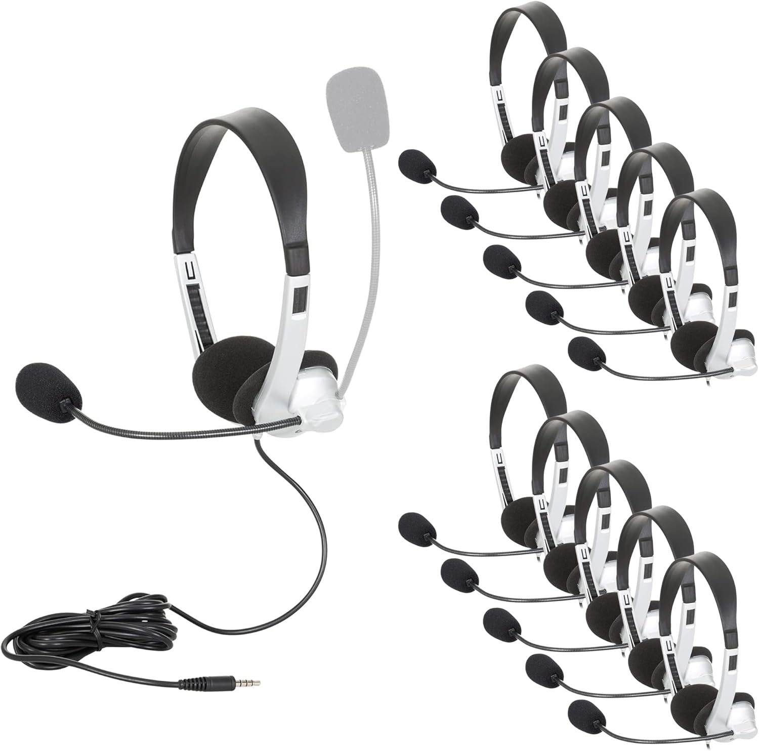 Mobile-Ready Multimedia Headset with Volume Control - Pack of 10