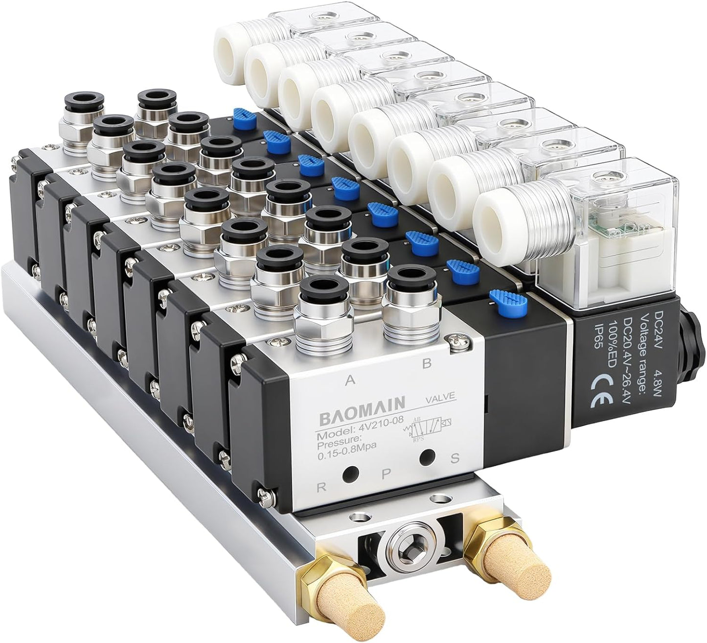 Baomain 8 Station Solenoid Valve Manifold for Pneumatic Control