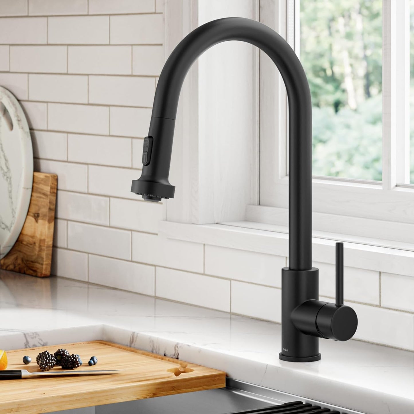 KRAUS Bolden Pull Down Kitchen Faucet in Matte Black for Style