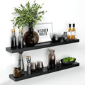 Floating Black Shelf 42 in Solid Real Wood Floating Shelves - Durable