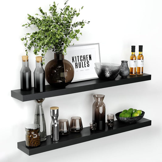 Homeforia Floating Black Shelf 42in for Elegant Wall Decor