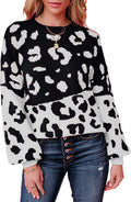 Necooer Womens Color Block Pullover Sweater - Soft Casual Knit