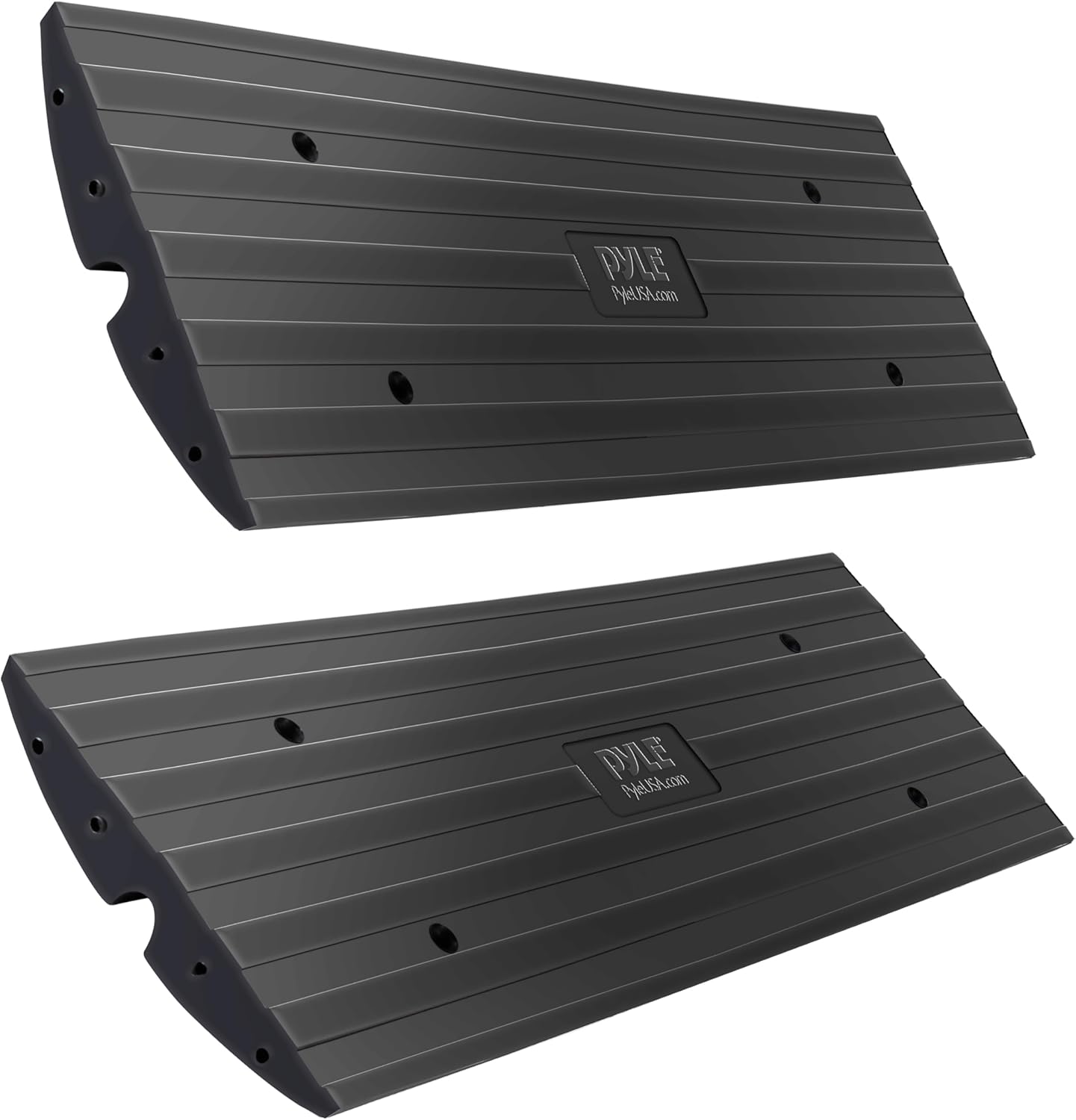 Pyle Car Vehicle Curbside Driveway Ramp - Heavy Duty Rubber Ramps